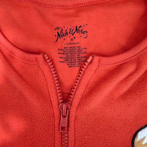 Nick & Nora Red Foxy Footed Fleece Pajama Lounge Unionsuit Womens Medium - Picture 2 of 5